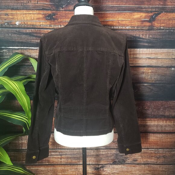 Jones New York M Brown Corduroy Jacket Button Front Stretch - Picture 5 of 12
